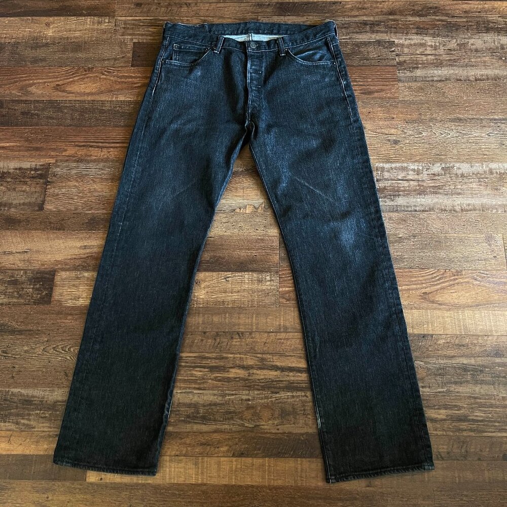 Levi's 501 Original Fit Jeans Mens 36x34 Black Denim Button Fly